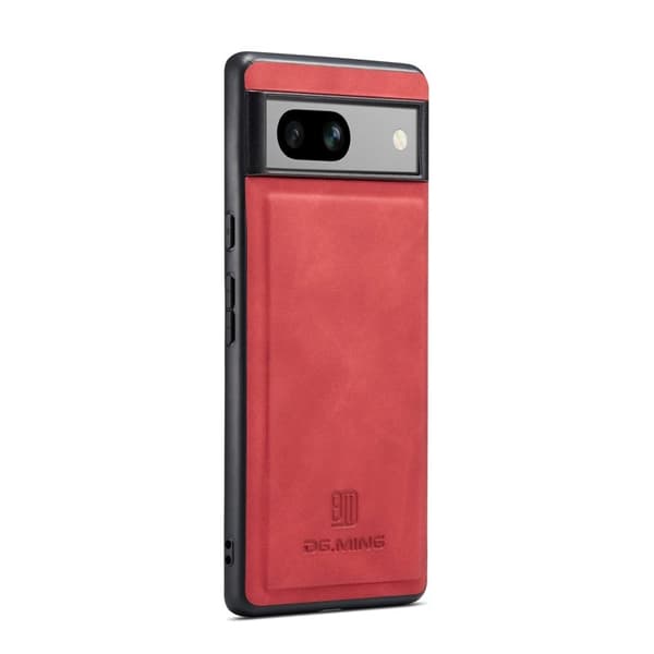 DG.MING Mobilskal till Google Pixel 8a Hybrid PU Läder+PC+TPU Röd