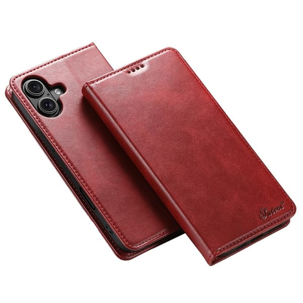 SUTENI iPhone 17 Plånboksfodral Konstläder - Röd Röd