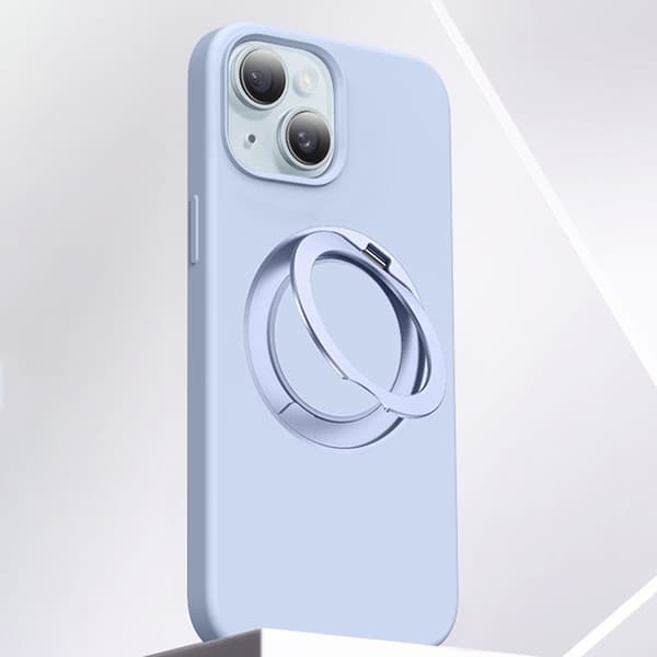 Mobilskal till iPhone 15 MagSafe Silikon Roterande Kickstand - Blå Blå