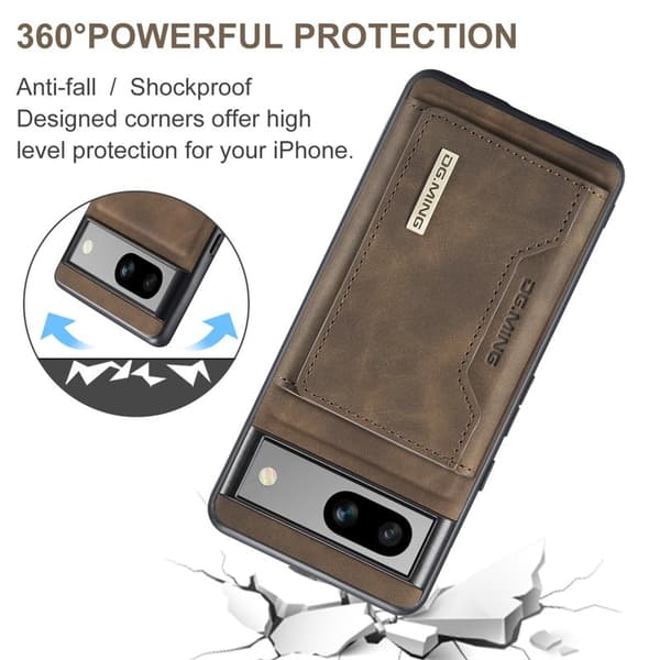 DG.MING M2 Series Mobilskal till Google Pixel 8a Detachable Wallet Brun