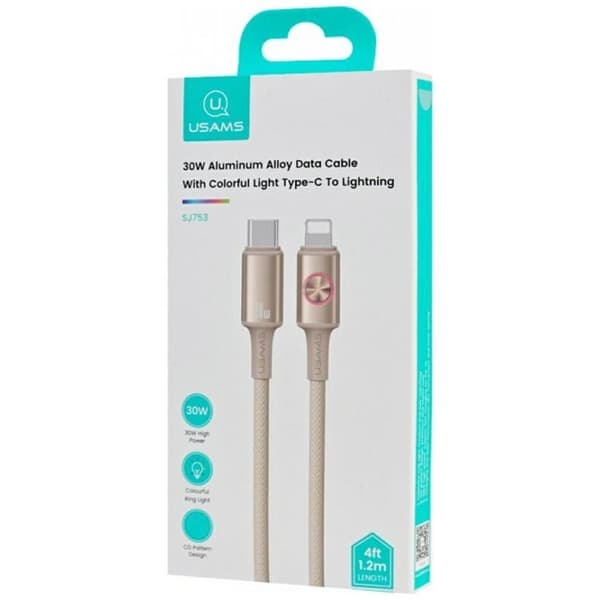 USAMS USB-C til Lightning-kabel 30W 1.2m Huan - Titanium Roséguld