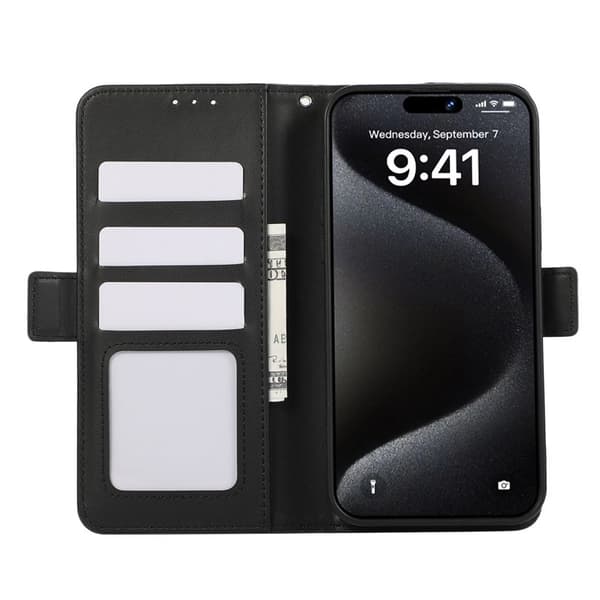 ABEEL Mobilskal till iPhone 16 Plus KonstLäder RFID-Skydd - Svart