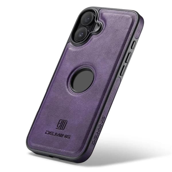 DG.MING Mobilskal till iPhone 16 Plus Anti-Drop Läder - Lila