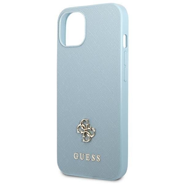 Guess iPhone 13 mini Skal Saffiano Small Metall Logo - Blå Blå
