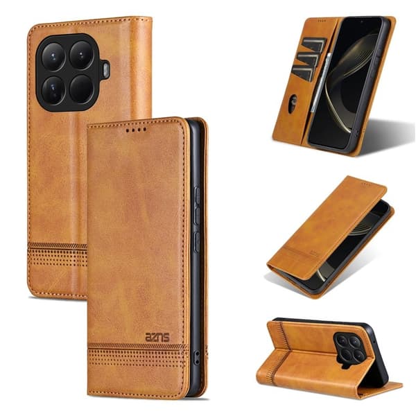 AZNS Xiaomi 15T Pro Plånboksfodral Konstläder - Brun
