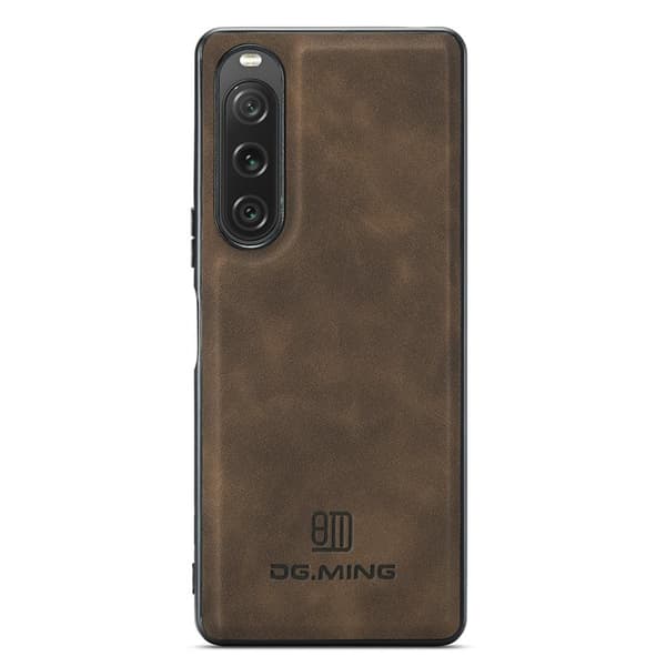 DG.MING Sony Xperia 10 V MobilMobilskal PU Läder Brun