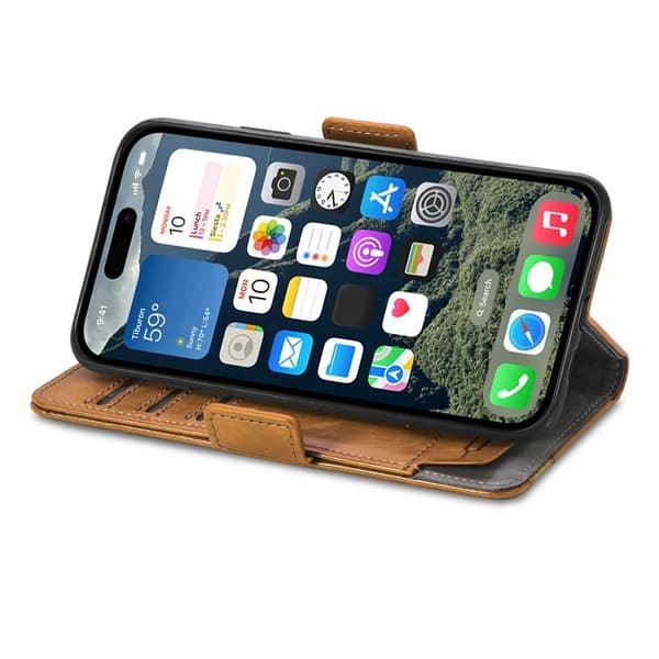CASENEO iPhone 17 Plånboksfodral Konstläder Ställ med RFID - Khaki