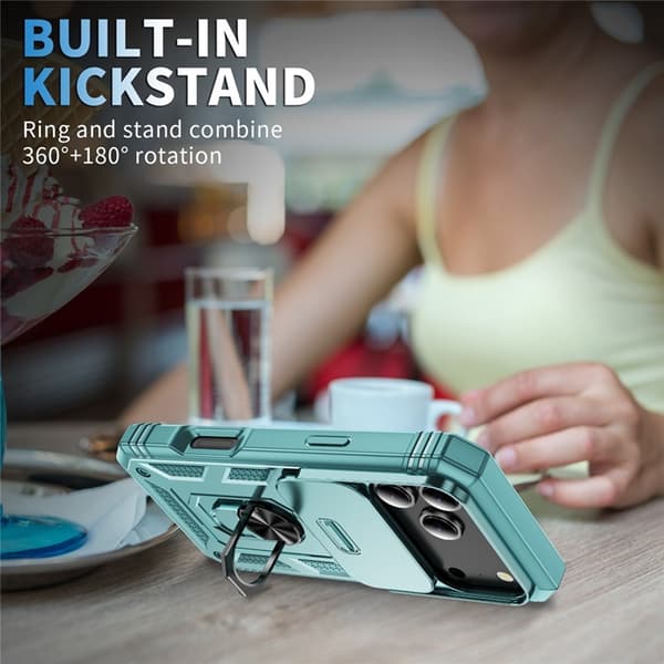 Mobilskal till iPhone 17 Pro Slide Camshield Kickstand - Grön Grön