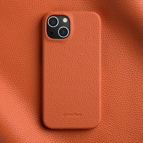MELKCO Mobilskal till iPhone 15 Plus Äkta Läder PC Orange