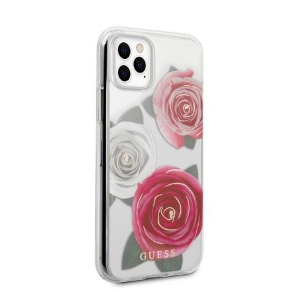 Guess iPhone 11 Pro Mobilskal Flower Desire Pink White Rose Transparent