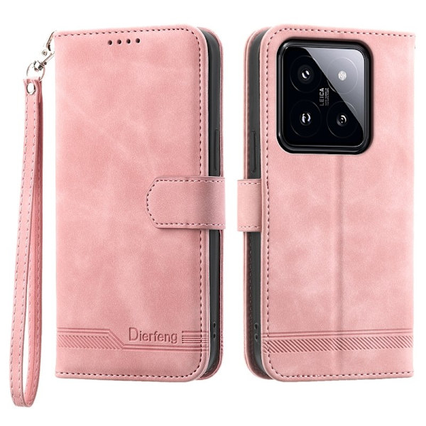 DIERFENG Plånboksfodral för Xiaomi 14 Pro - Scratch-resistant Konstläder- Rosa