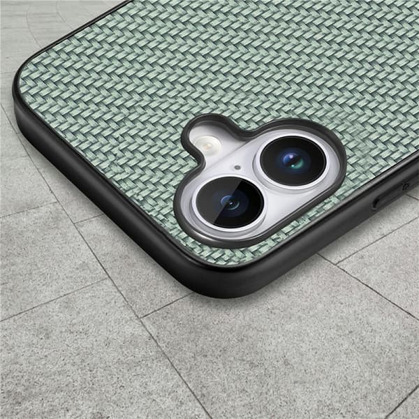 Mobilskal till iPhone 17 Carbon Fiber PU Läder - Grön Grön