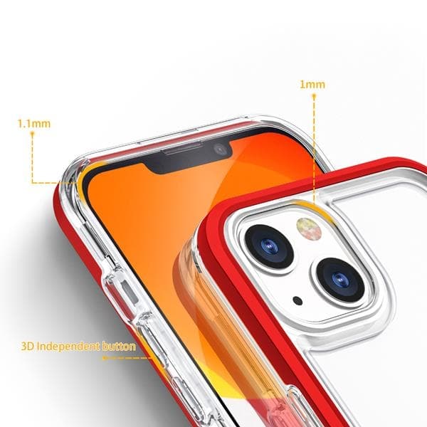 iPhone 13 mini Skal Clear 3in1 Gel - Röd Röd
