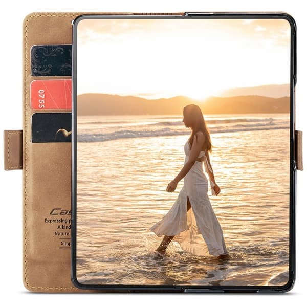 CASEME 013 Series Samsung Galaxy Z Fold6 Ställskydd Plånboksfodral - Brun