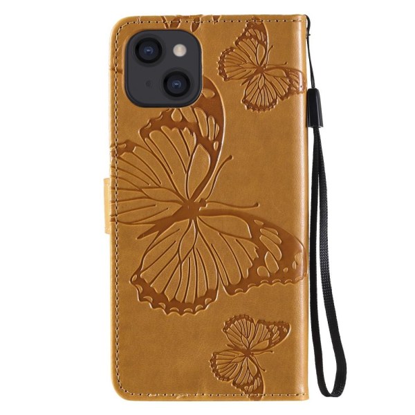 Fjärilar Plånboksfodral iPhone 13 - Gul Gul