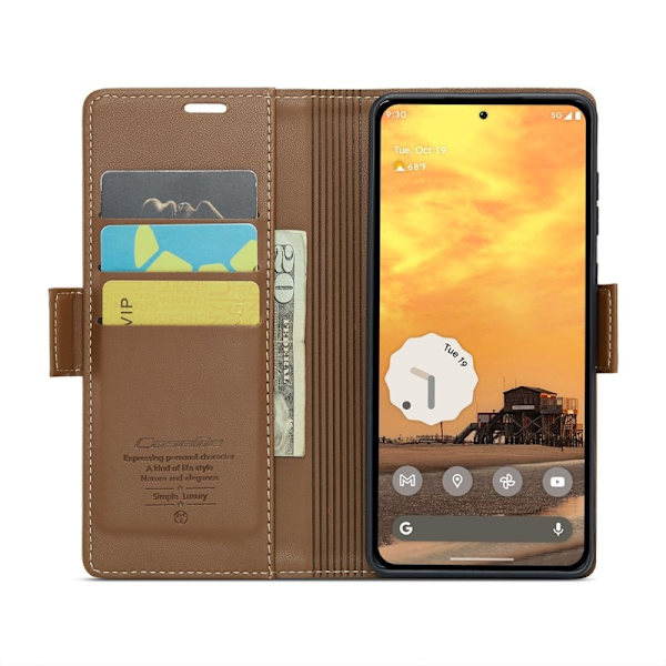 CASEME Plånboksfodral Konstläder för Google Pixel 10 Pro - Brun