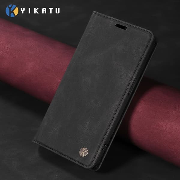 YIKATU OnePlus 15 5G Konstläder Plånboksfodral Skin-Touch Svart