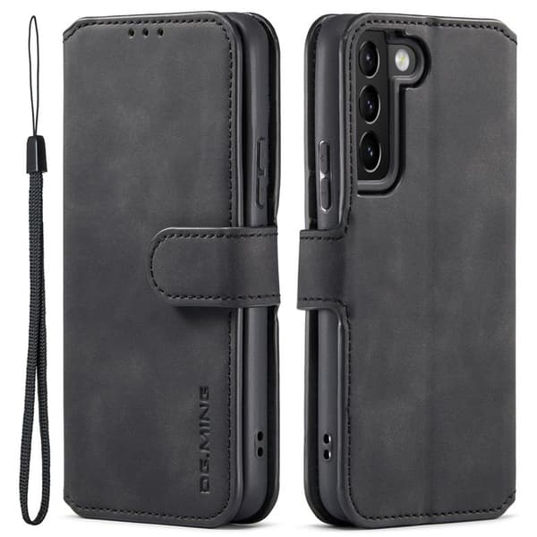 DG.MING Plånboksfodral Konstläder för Samsung Galaxy S22+ 5G - Svart