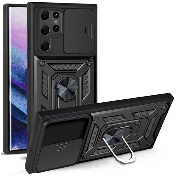 Ring Kickstand Skal Galaxy S22 Ultra - Svart Svart