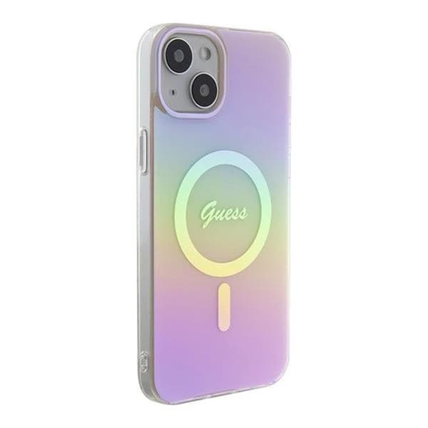 Guess Mobilskal till iPhone 15 Plus Magsafe IML Iridescent - Rosa Rosa