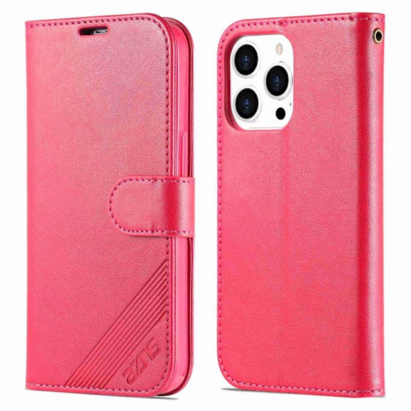 AZNS iPhone 14 Pro Max Plånboksfodral i Konstläder - Röd
