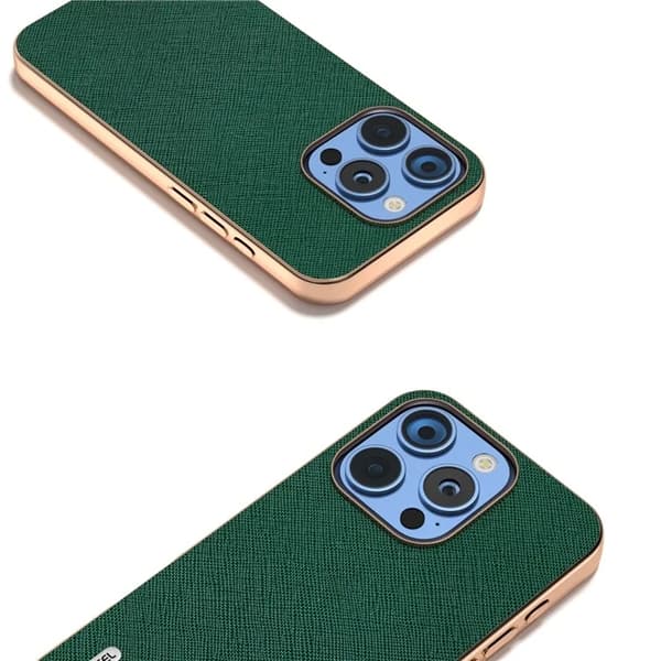 Abeel Mobilskal till iPhone 16 Pro Max Äkta Läder Cross Texture - Grön Grön