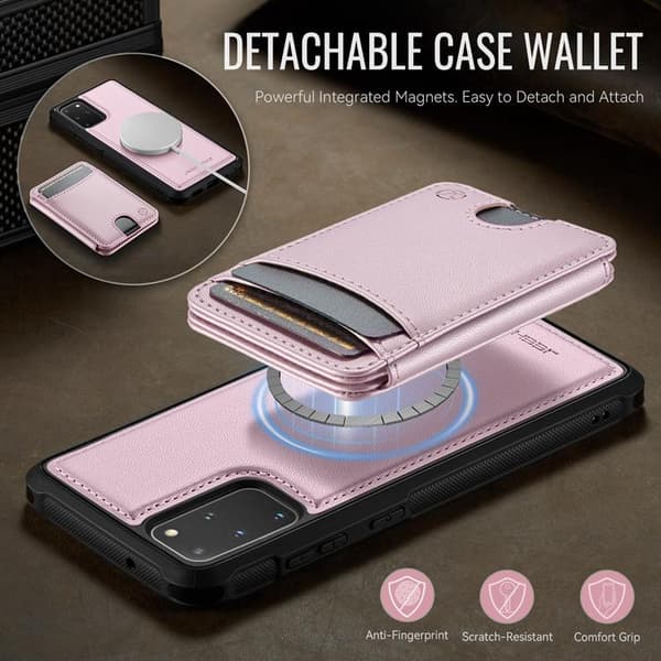 JEEHOOD Mobilskal till Samsung Galaxy S20 Plus Konstläder - Rosa Rosa