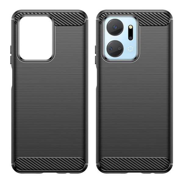 Mobilskal till Honor Play 40 Plus/Honor X7a Carbon Silikon - Svart Black