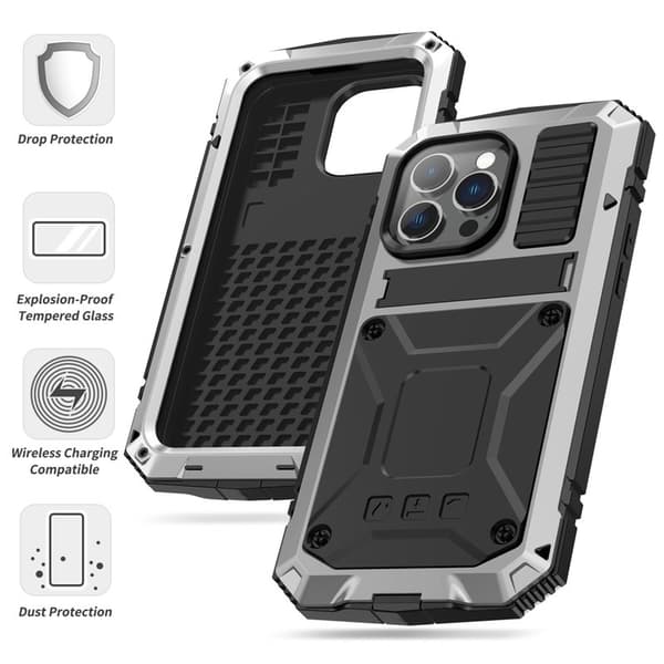 R-JUST Mobilskal till iPhone 14 Pro Shockproof Hybrid Silver 6.1"