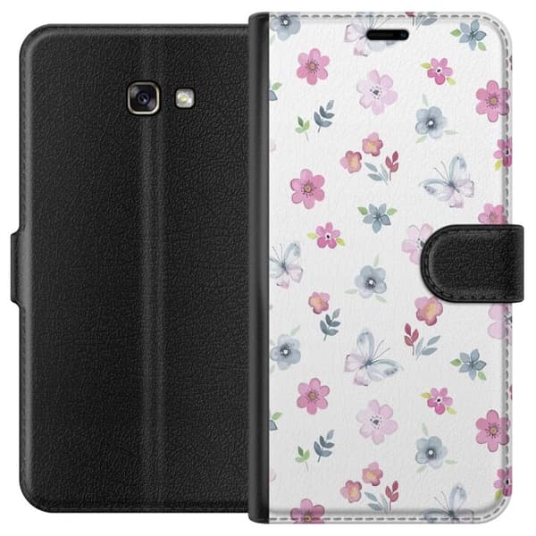Pung Taske til Samsung Galaxy A3 (2017) med blomster og sommerfugle