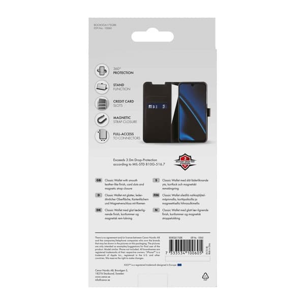 X2O Classic Wallet Plånboksfodral Samsung Galaxy A17 5G Svart