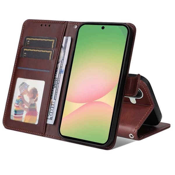 Samsung Galaxy A57 Plånboksfodral Konstläder Flip Telefonöverdrag - Brun