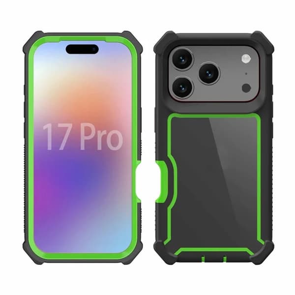 Mobilskal till iPhone 17 Pro TPU + PC Shockproof - Svart/Grön Grön