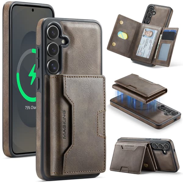 MAGKING Mobilskal för Samsung Galaxy S26 Plus Magnetiskt PU + TPU - Kaffe