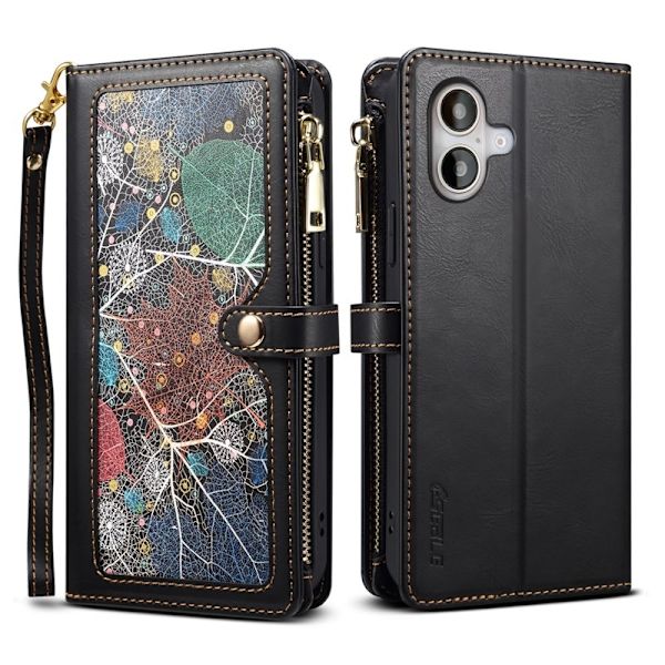 ESEBLE iPhone 16 Plus Plånboksfodral RFID Blocking Konstläder - Svart