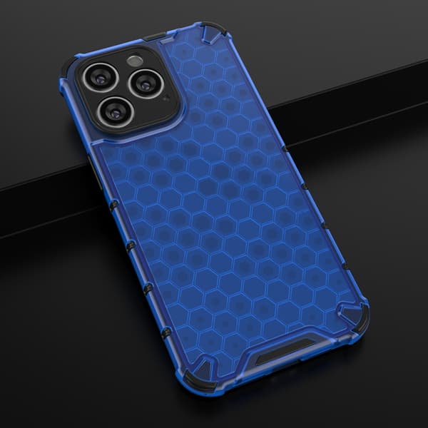 iPhone 14 Pro Max Skal Honeycomb Armored Hybrid - Blå Blå