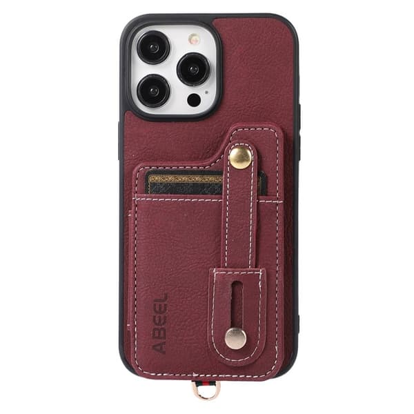 ABEEL Style 01 Mobilskal till iPhone 15 Pro Kickstand Purplish Röd