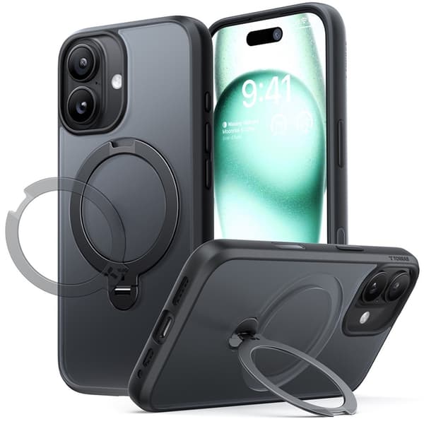 TORRAS Mobilskal till iPhone 17 MagSafe Rotating Kickstand - Svart Svart