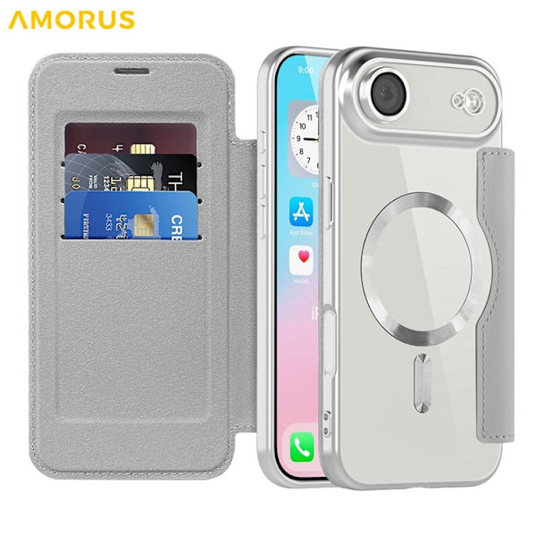 AMORUS iPhone Air Plånboksfodral MagSafe RFID-Skydd - Titangråå Grå