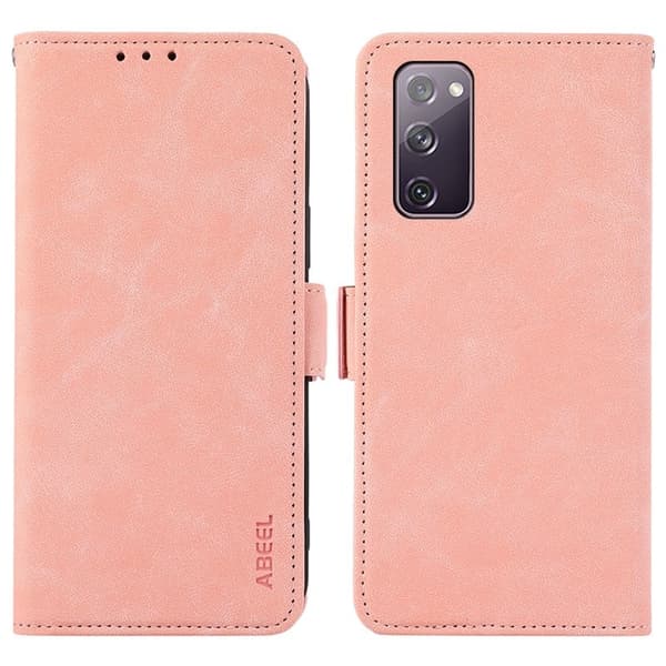 ABEEL Magnetic Konstläder Plånboksfodral för Samsung Galaxy S20 FE - Rosa