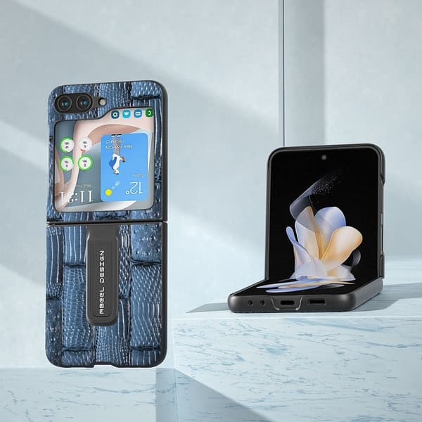 ABEEL Samsung Galaxy Z Flip5 Plånboksfodral Mahjong Textur Blå