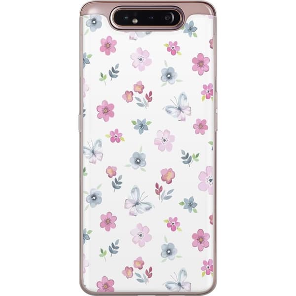 Mobilcover til Samsung Galaxy A80 med blomster og sommerfugle