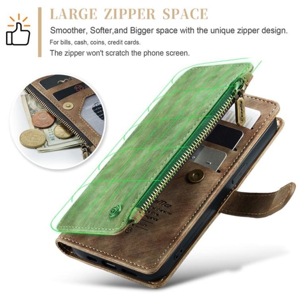 CASEME iPhone 15 Plus Plånboksfodral C30 Zipper - Brun