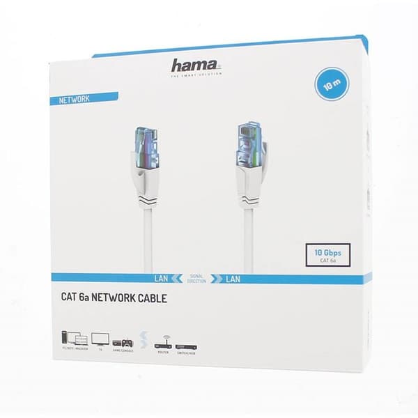 HAMA Nätverkskabel CAT6a U / UTP 10.0m - Vit Vit