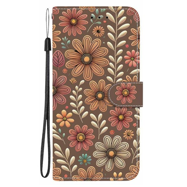 Sony Xperia 10 VII Konstläder Plånboksfodral Pattern Printing - Blossom Brun