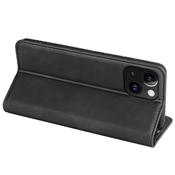 iPhone 15 Plus Plånboksfodral Flip PU-Läder - Svart Svart
