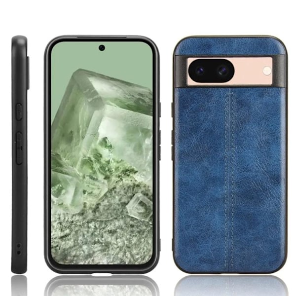 Google Pixel 8A Mobilskal Läderimitation - Blå