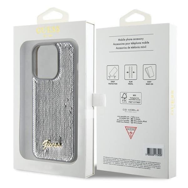 Guess iPhone 15 Pro Max Mobilskal Sequin Script Metal - Sølv Silver