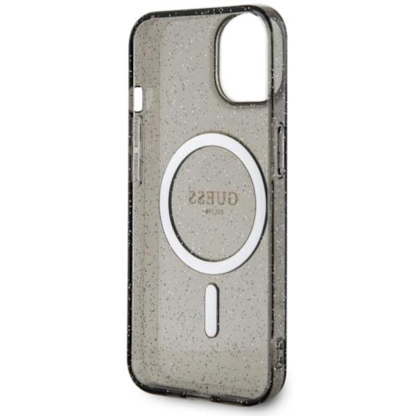 Guess iPhone 14 Mobilskal MagSafe Glitter Guld - Musta Black