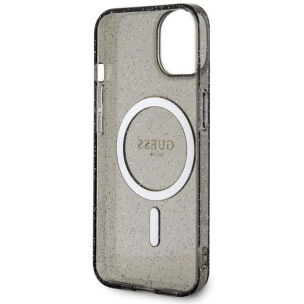 Guess iPhone 14 Mobilskal MagSafe Glitter Guld - Sort Black